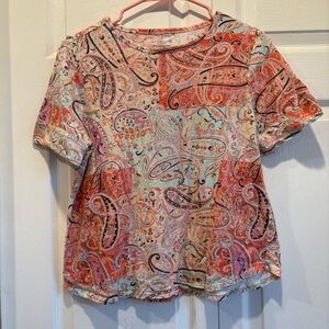 Westbound Petites Paisley Print Short Sleeve T-shirt - Size Petite Medium